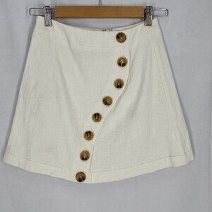 Indikah Ivory Button Front Mini Skirt NWT Size XS
